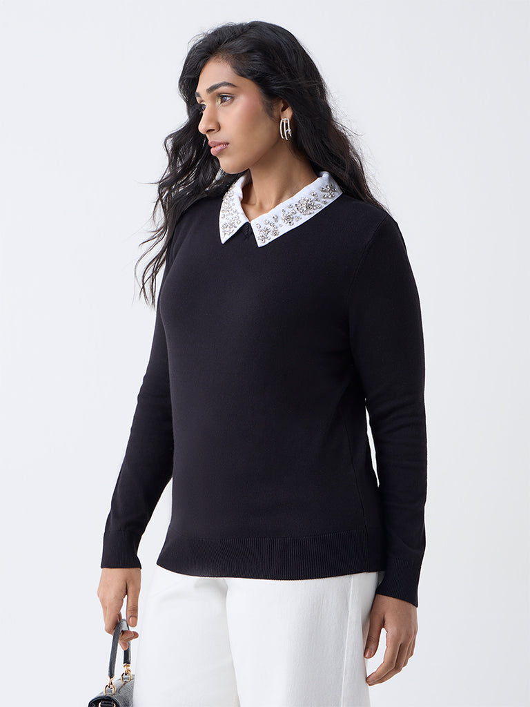 Gia Black Embellished Sweater