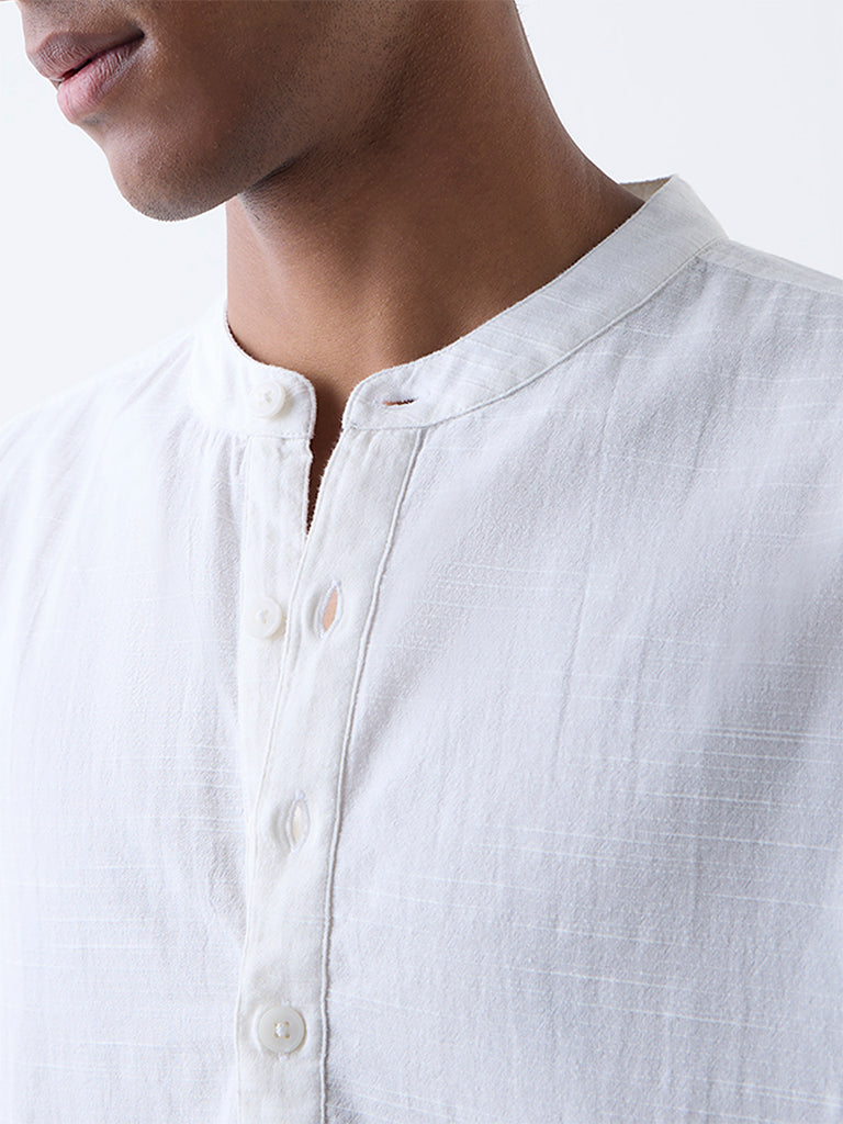 ETA Off-White Self-Patterned Relaxed-Fit Cotton-Blend Shirt