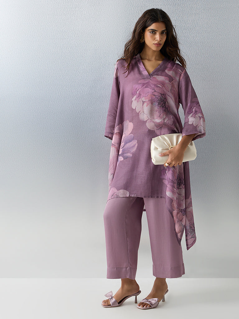 Zuba Purple Solid Pants