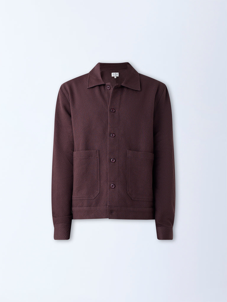 ETA Wine Textured Relaxed-Fit Cotton Jacket