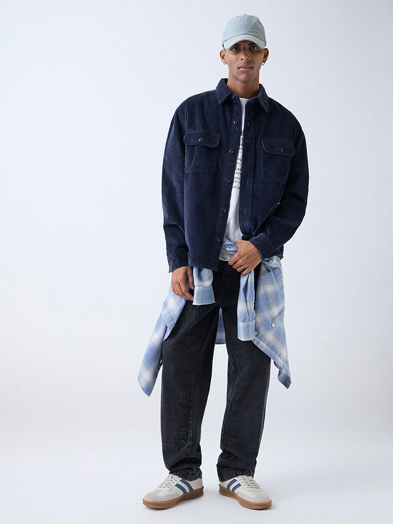 Nuon Navy Relaxed-Fit Corduroy Shirt