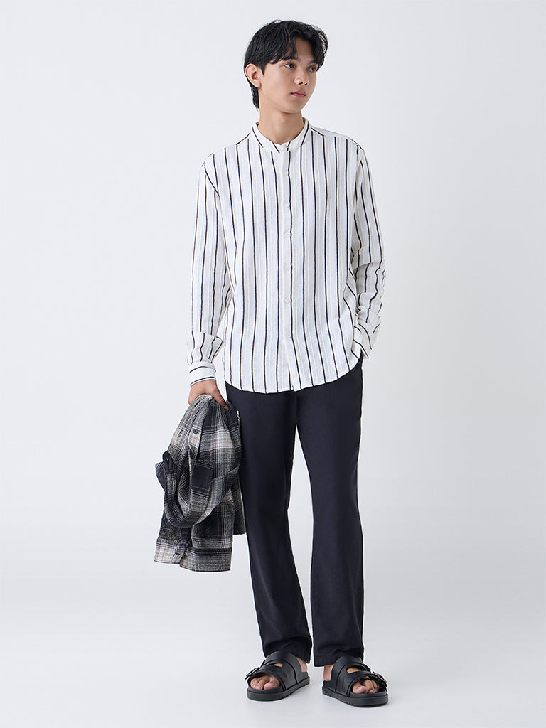 ETA Off-White Striped Relaxed-Fit Cotton Shirt