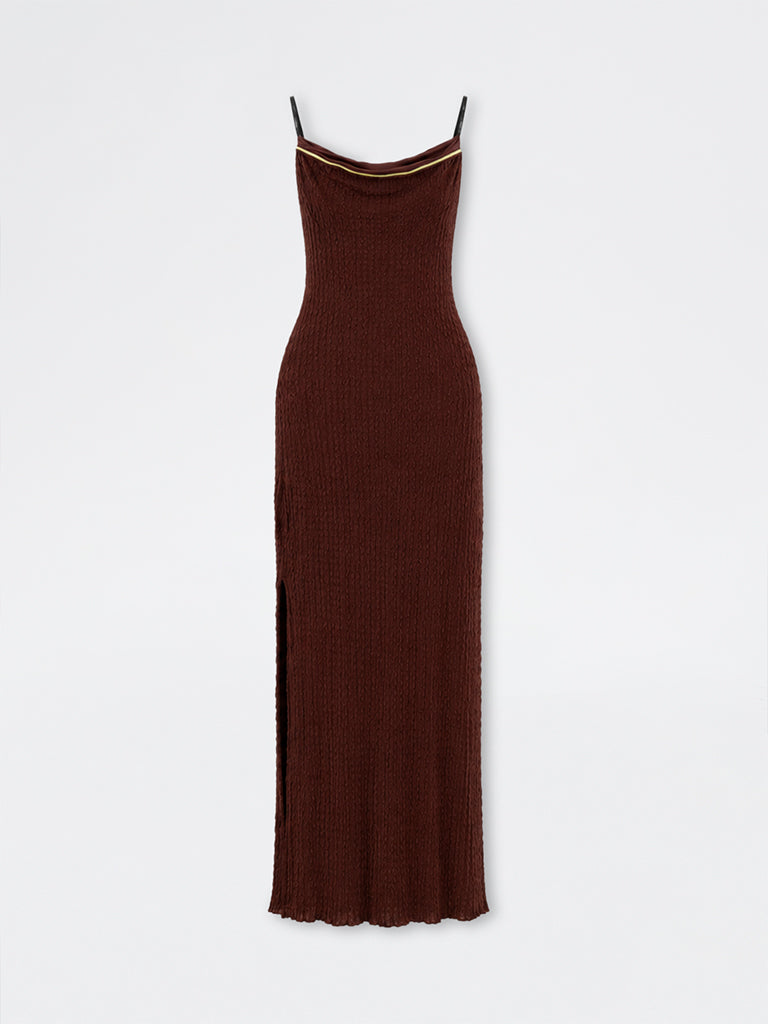 Nuon Brown Textured Tube Dress