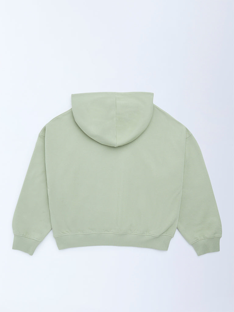 Y&F Kids Girls Sage Printed Cotton-Blend Hoodie
