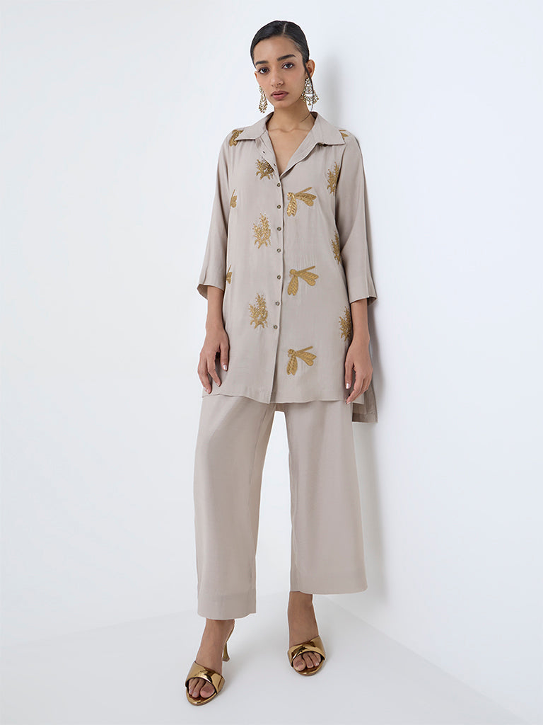 Vark Silver Embellished Co-ord Set