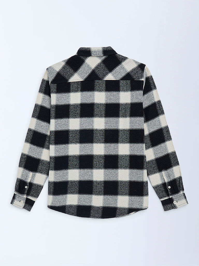 Y&F Kids Boys Black Flannel Checkered Cotton Shirt