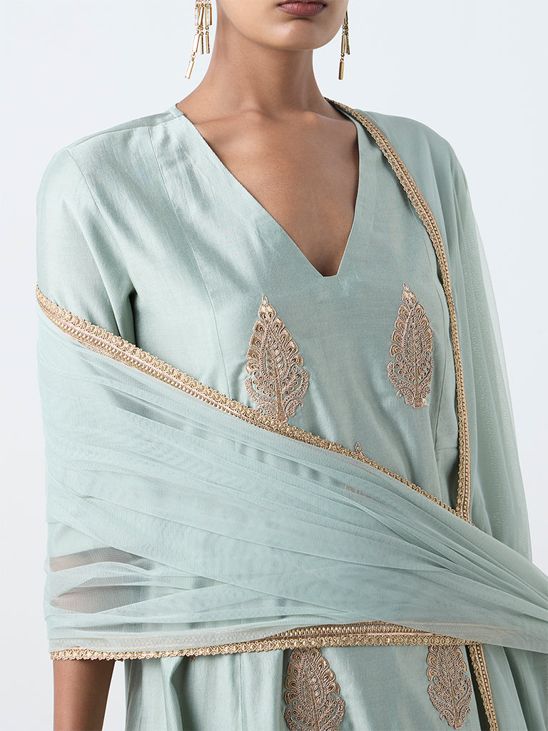 Vark Mint Embroidered Anarkali Ethnic Set