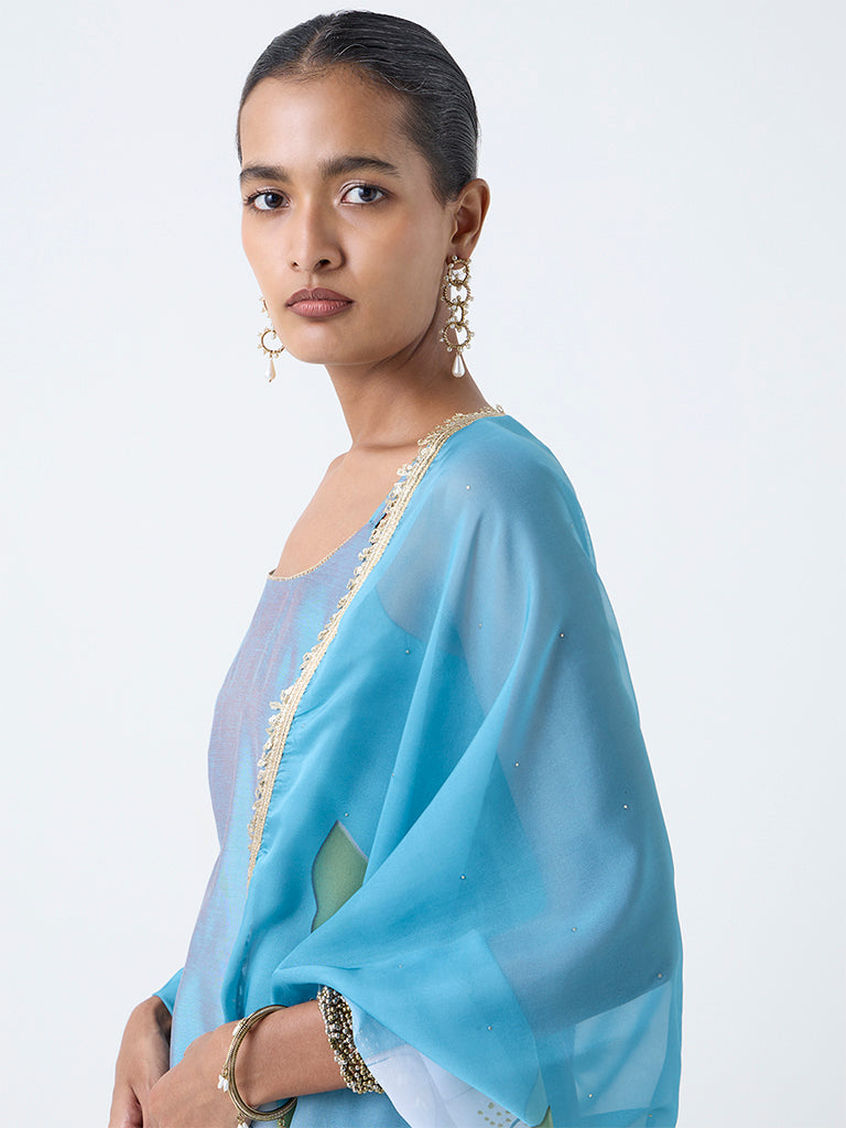 Vark Aqua Solid A-Line Ethnic Set