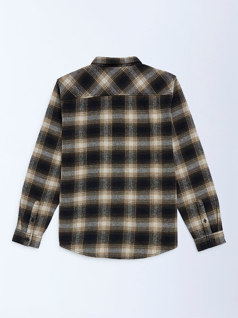 Y&F Kids Boys Black Flannel Checks Design Cotton Shirt