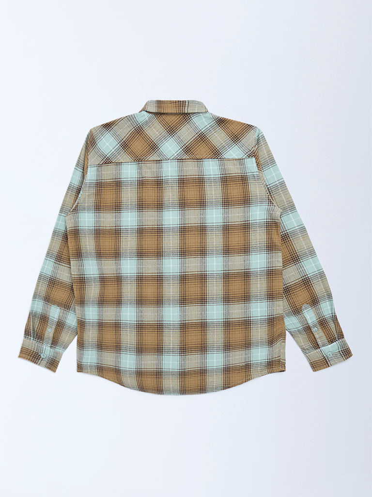 Y&F Kids Boys Multicolour Checks Pattern Cotton Shirt