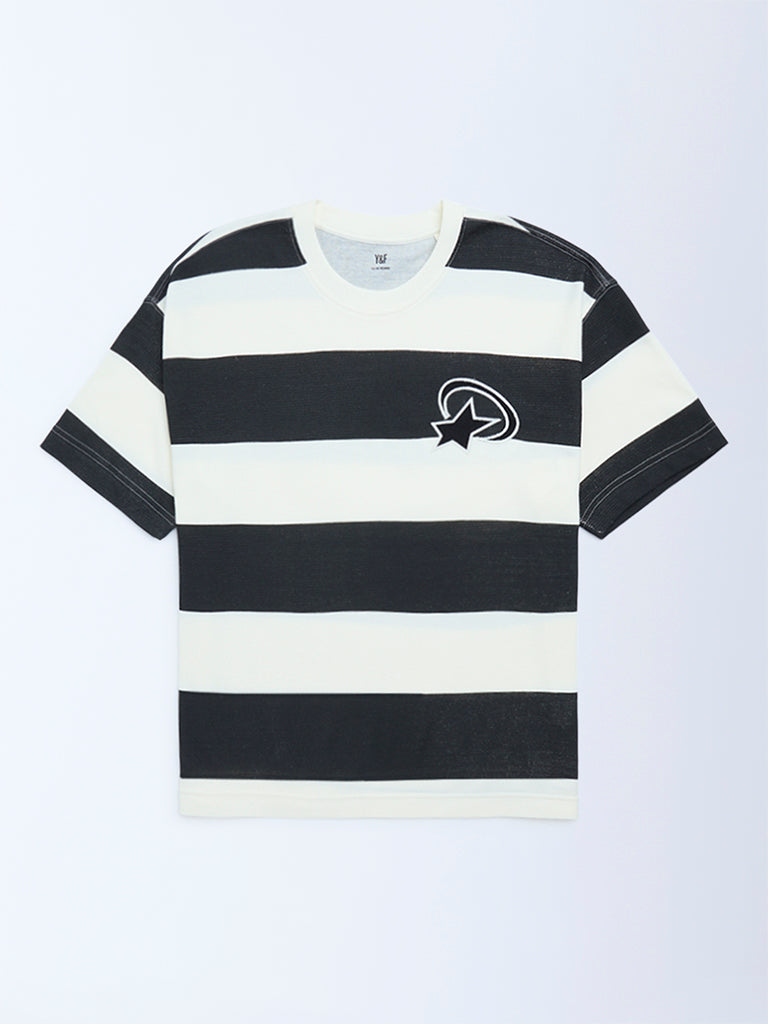 Y&F Kids Boys Black Striped T-Shirt
