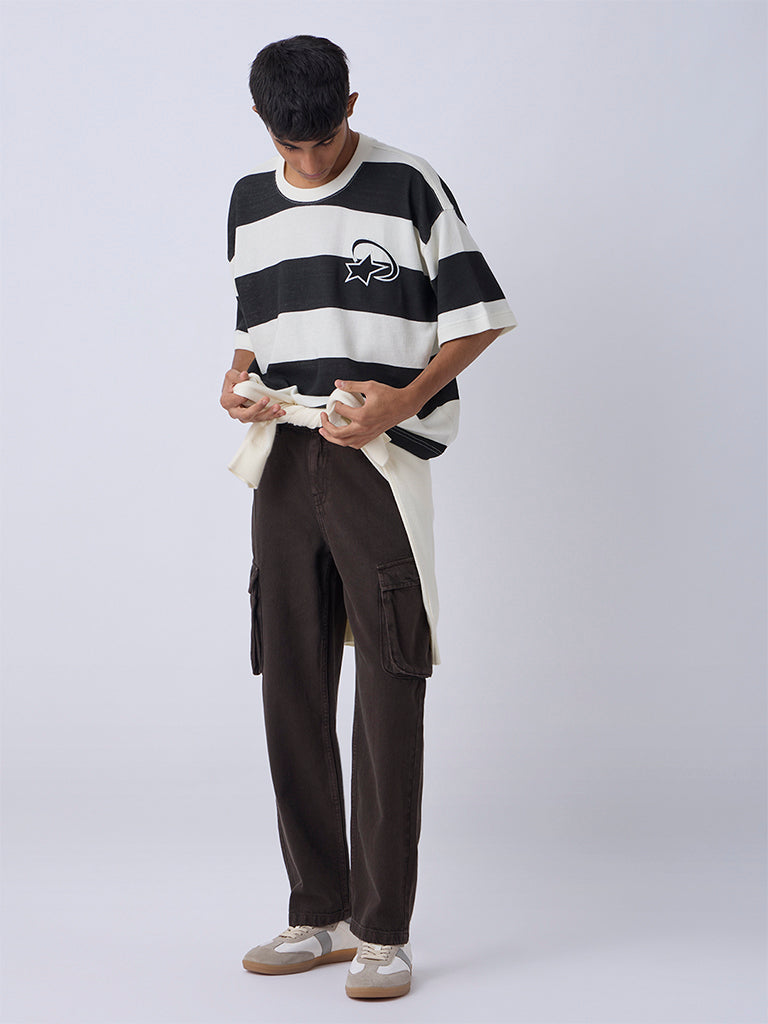 Y&F Kids Boys Black Striped T-Shirt