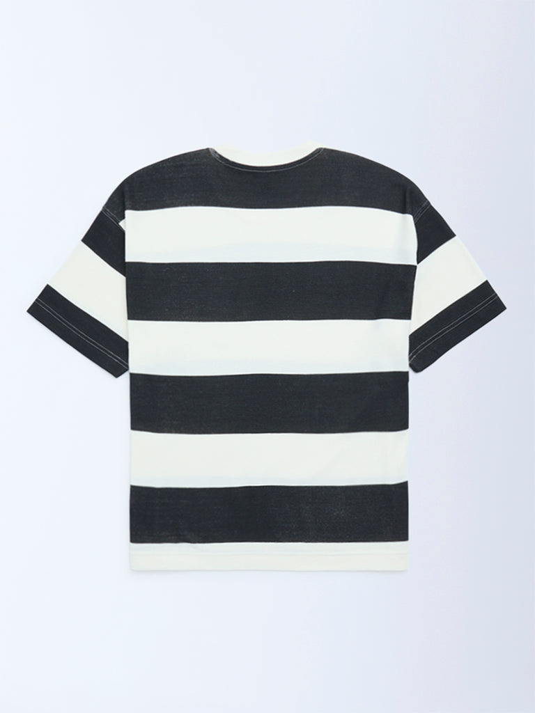 Y&F Kids Boys Black Striped T-Shirt