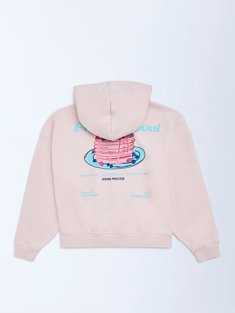 Y&F Kids Girls Pink Cotton-Blend Hoodie