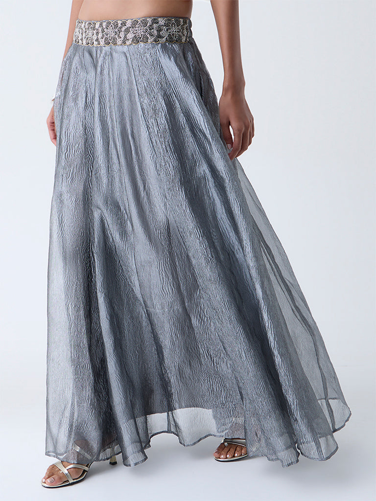 Vark Silver Textured Skirt