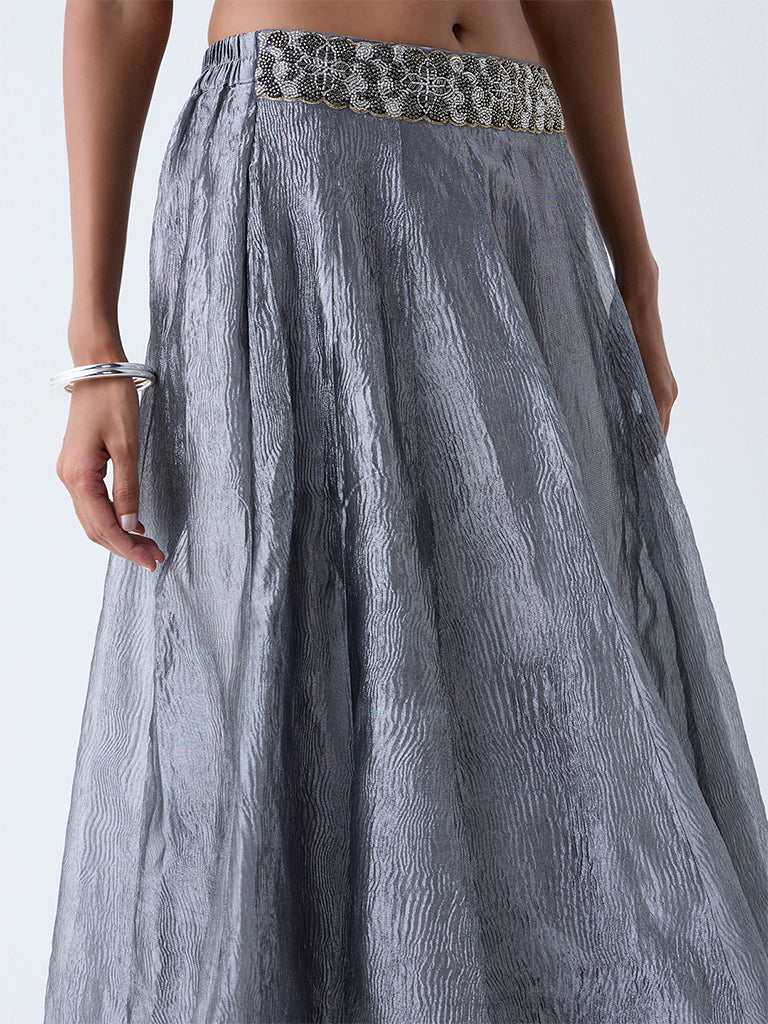 Vark Silver Textured Skirt