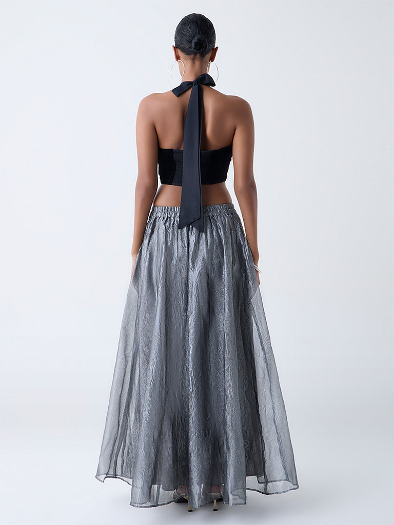 Vark Silver Textured Skirt