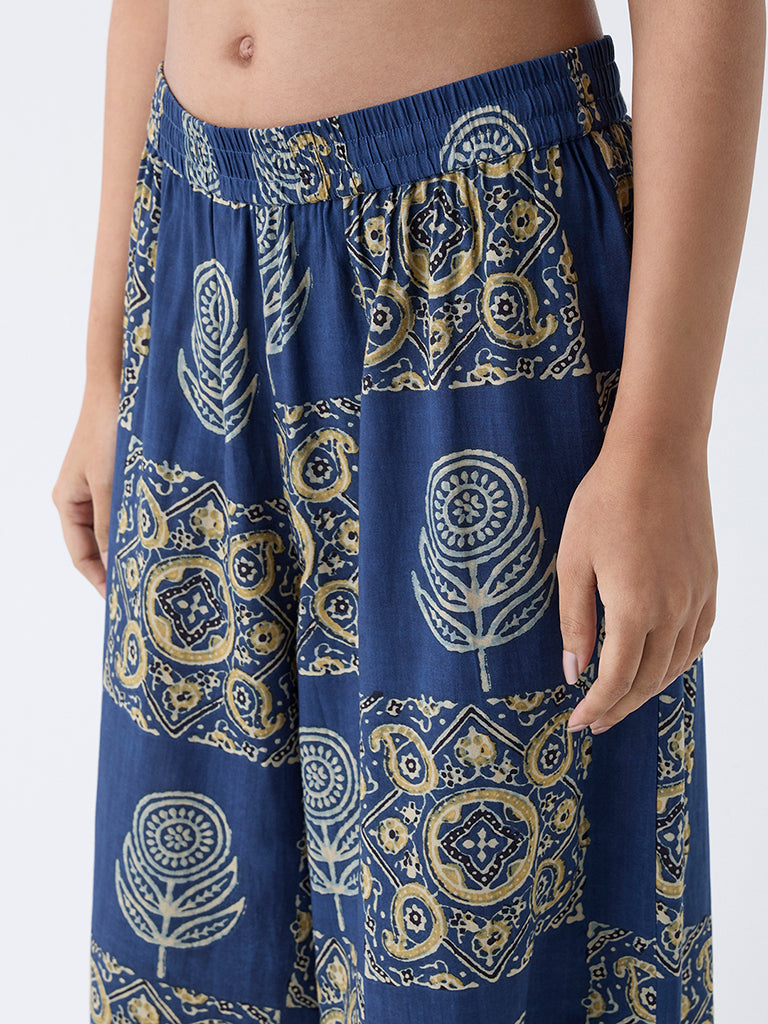 Utsa Blue Printed Palazzos