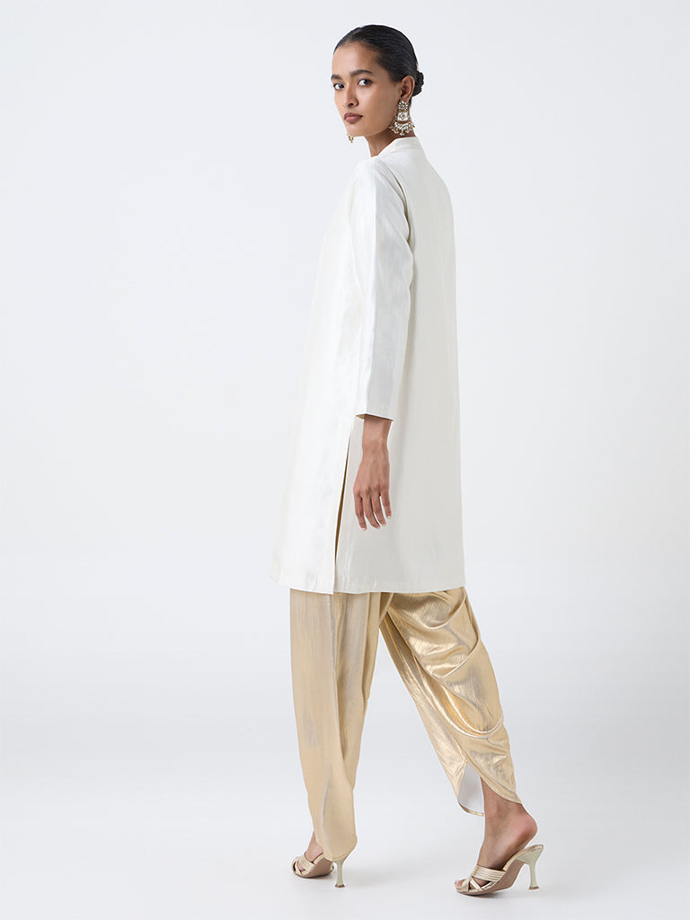 Vark Cream Solid Straight Ethnic Set