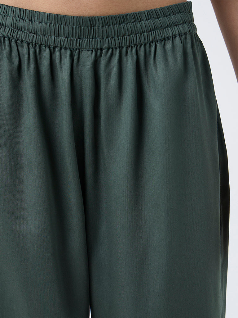 Zuba Dark Green Solid Pants