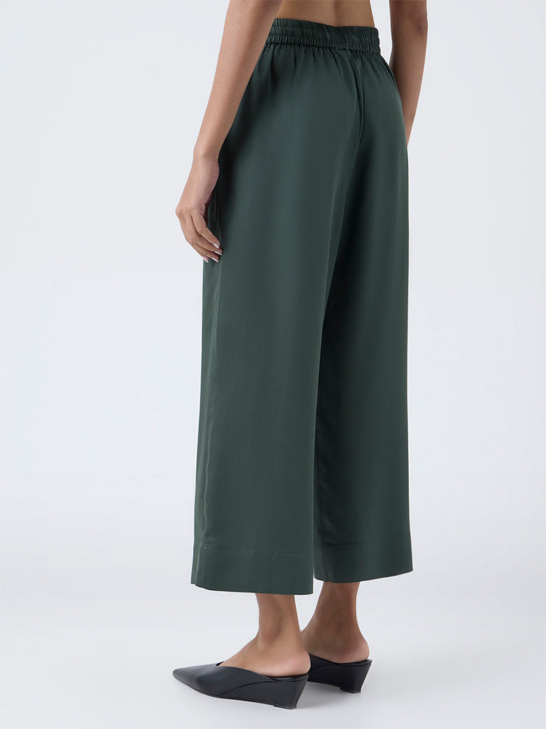 Zuba Dark Green Solid Pants