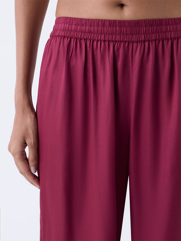 Zuba Maroon Solid Pants