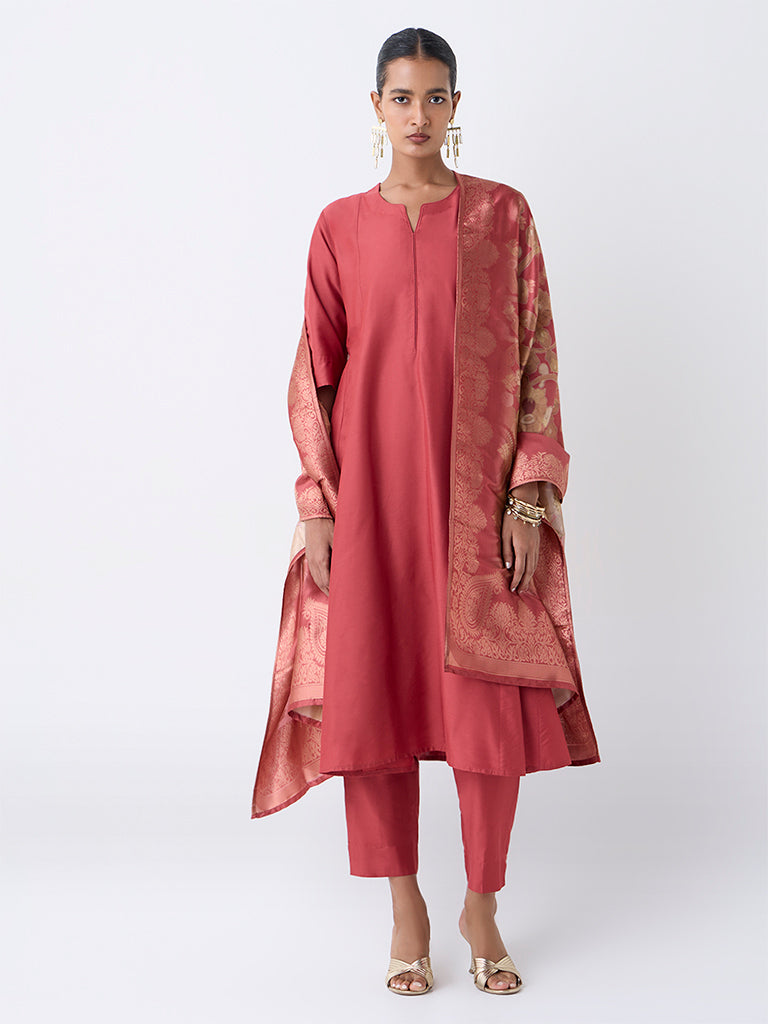 Vark Coral Anarkali Ethnic Set