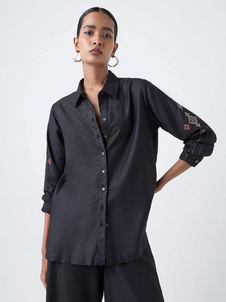 Zuba Black Embroidered Tunic