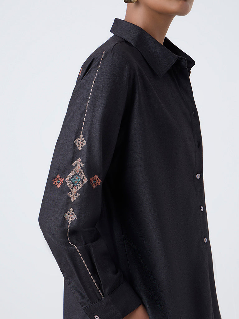 Zuba Black Embroidered Tunic