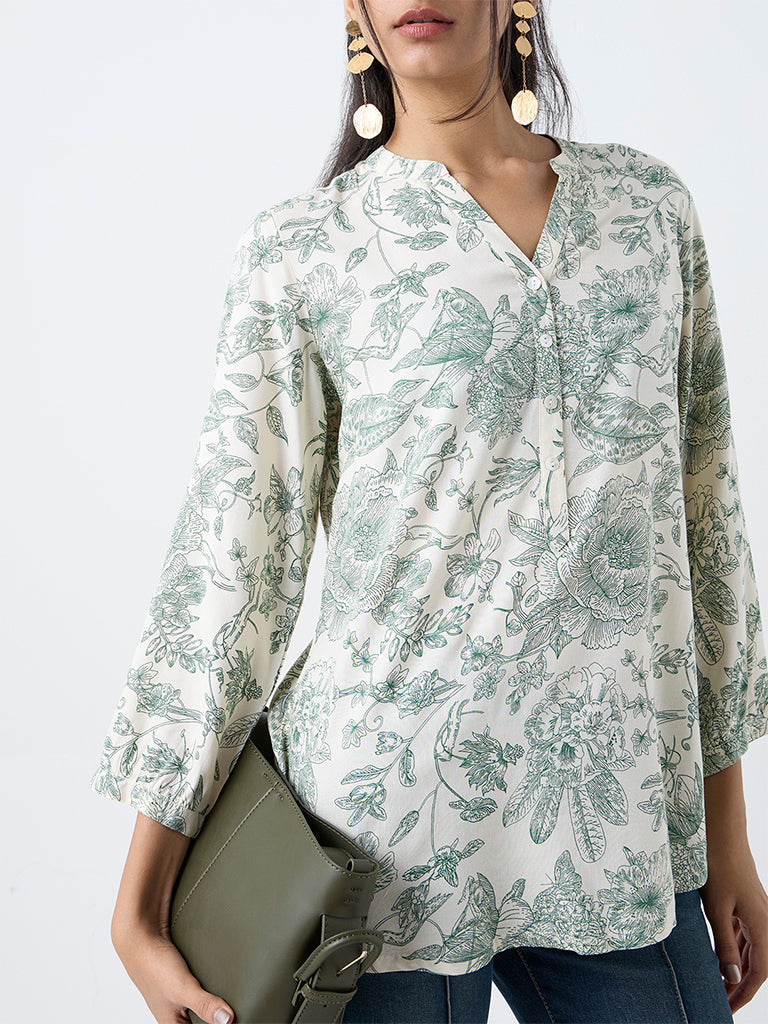 Utsa Green Foliage Printed Tunic