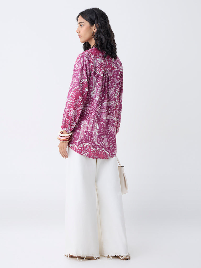 Utsa Magenta Paisley Printed Tunic