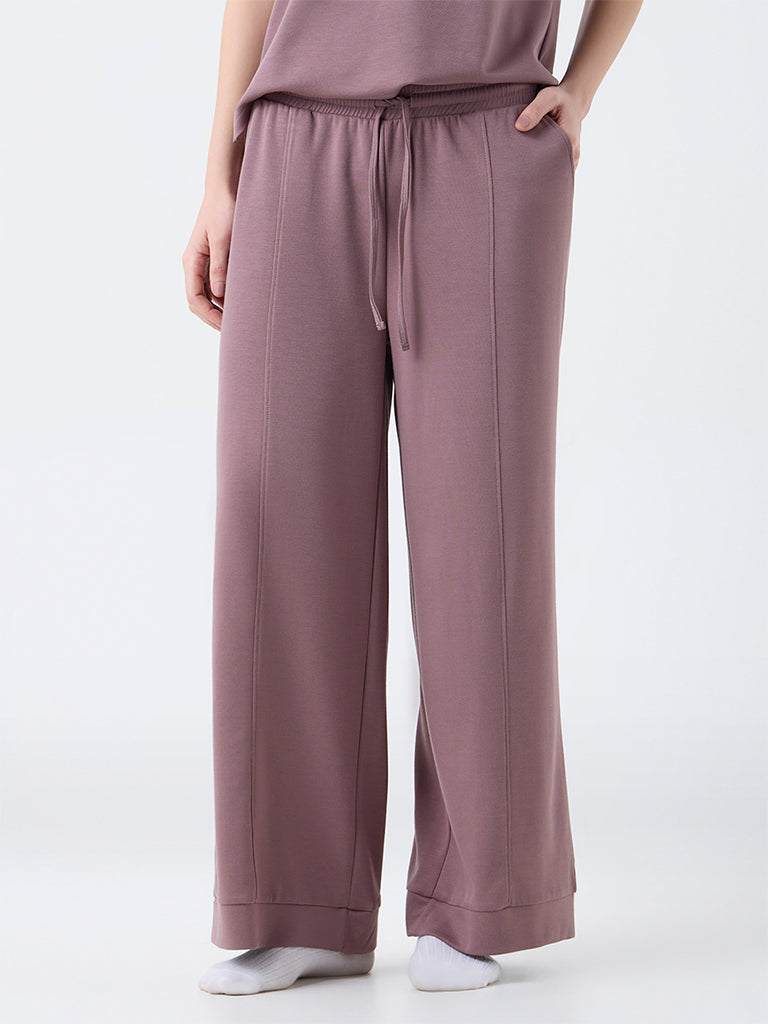 Wunderlove Mauve Solid High-Rise Pants