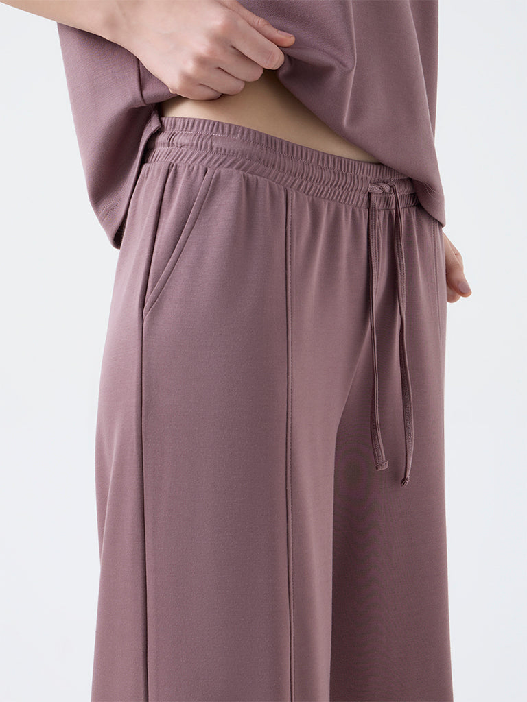 Wunderlove Mauve Solid High-Rise Pants