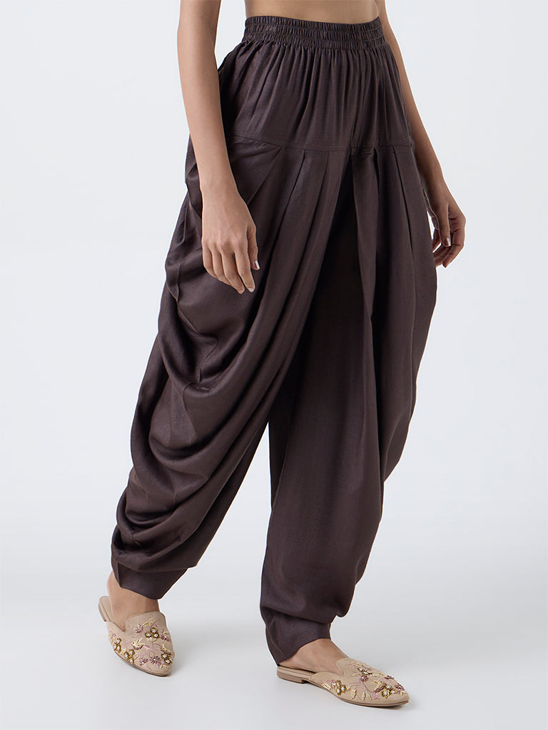 Zuba Black Jamdani Embroidered A-Line Kurta with Inner