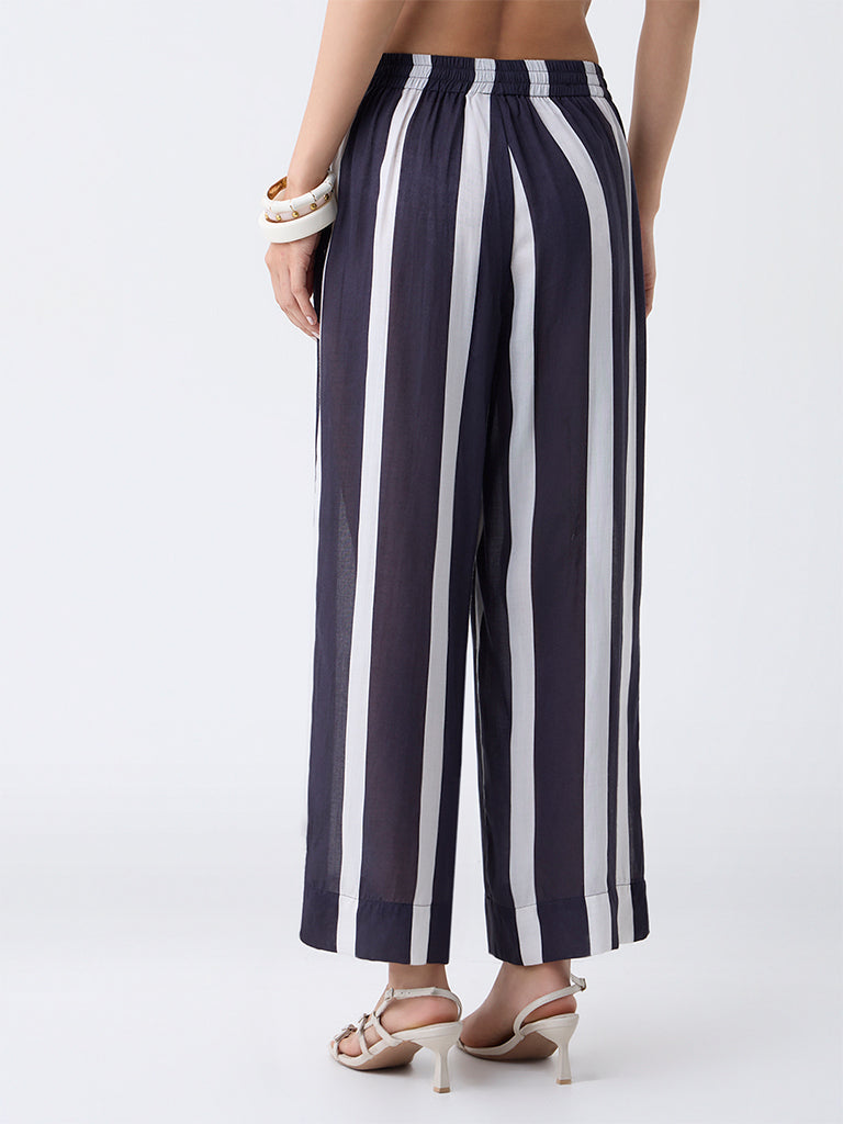 Utsa Black Striped Pants