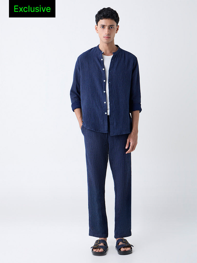 ETA Navy Relaxed-Fit Mid-Rise Cotton Pants - Exclusive