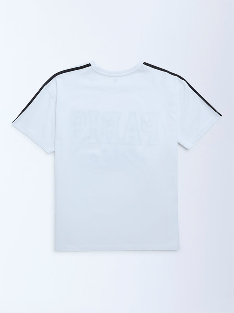Y&F Kids Girls  White Text Design Cotton T-Shirt