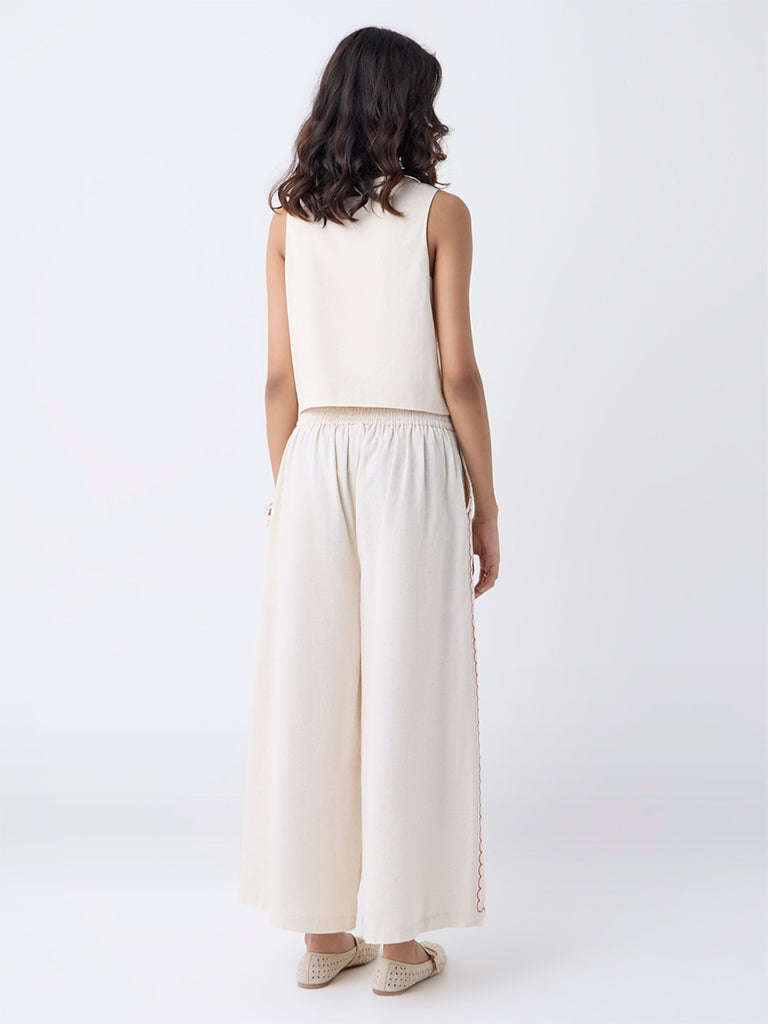 Bombay Paisley Off-White Cotton-Blend Waistcoat