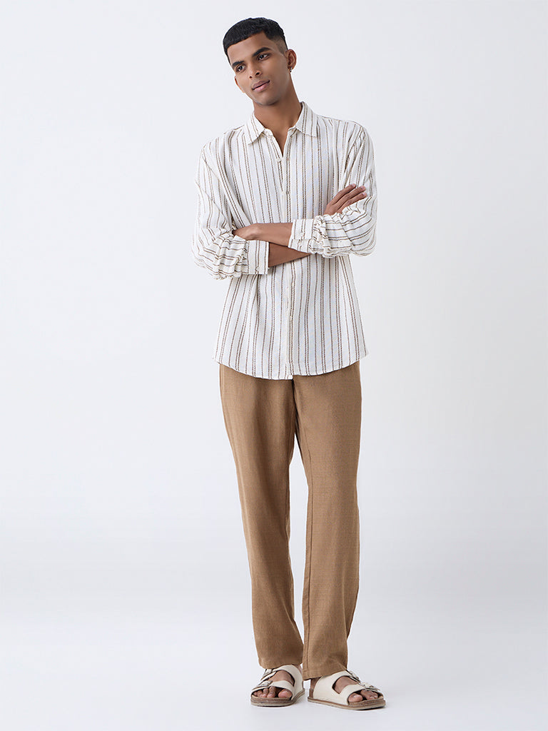 ETA Off-White Striped Relaxed-Fit Cotton Shirt