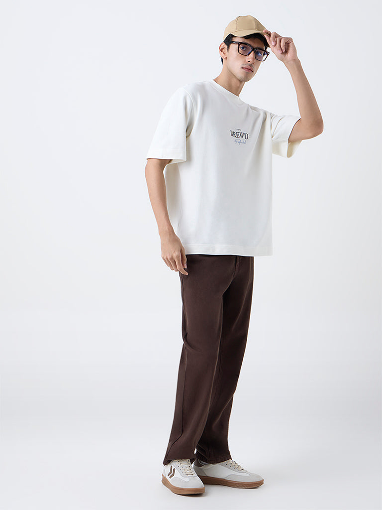 Nuon Cream Graphic Printed Relaxed-Fit Cotton T-Shirt