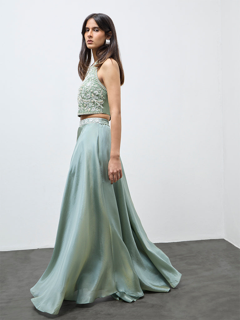 Vark Mint Embellished Skirt