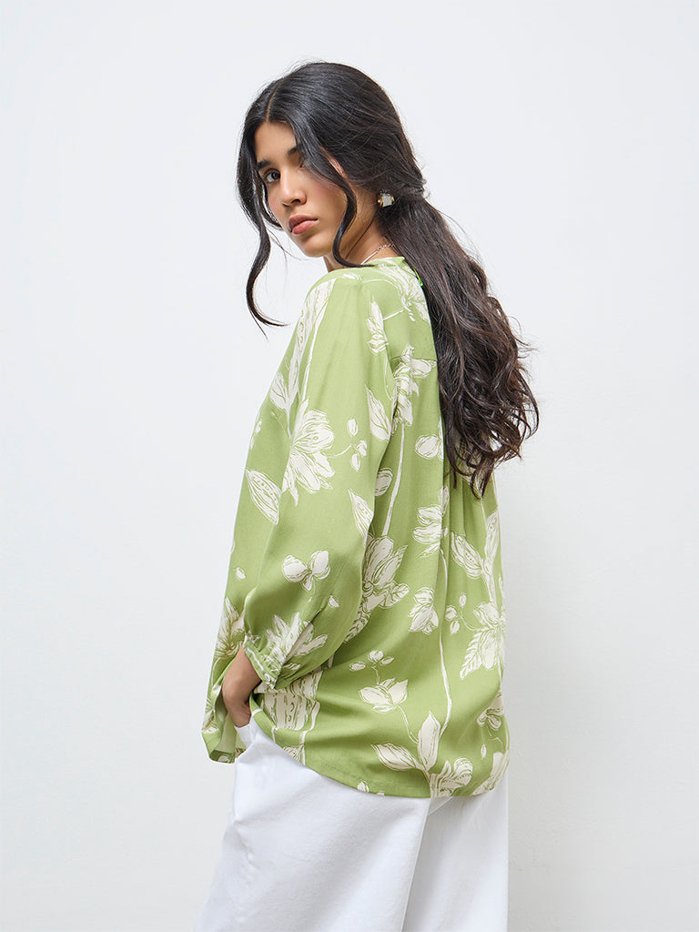Utsa Green Floral Tunic