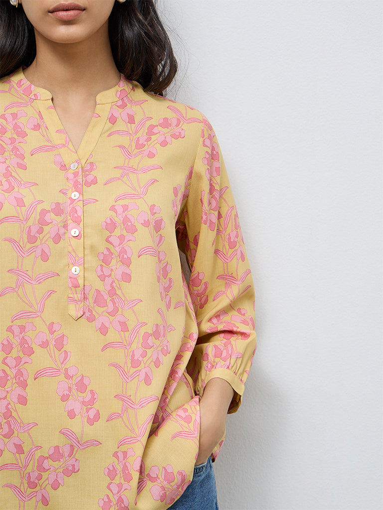 Utsa Yellow Floral Printed Tunic