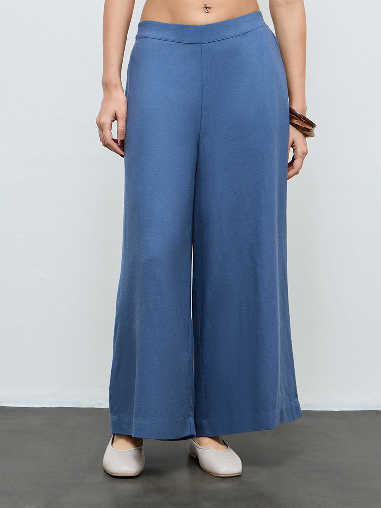 Zuba Indigo Solid Palazzos