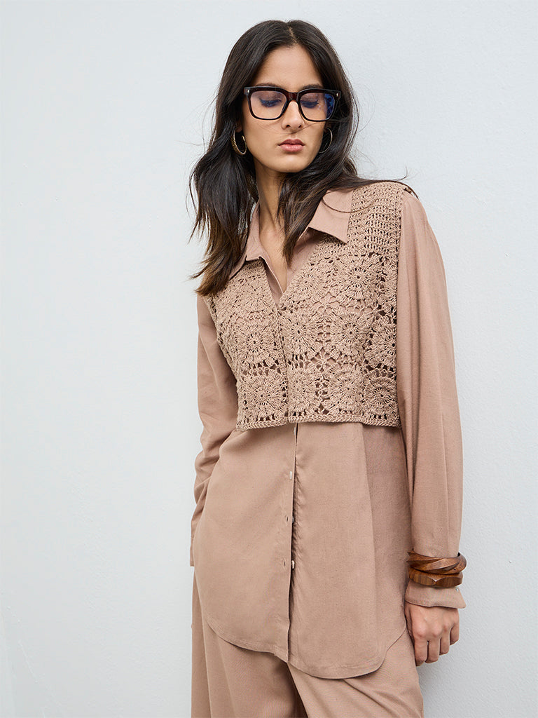 Zuba Brown Crochet Top