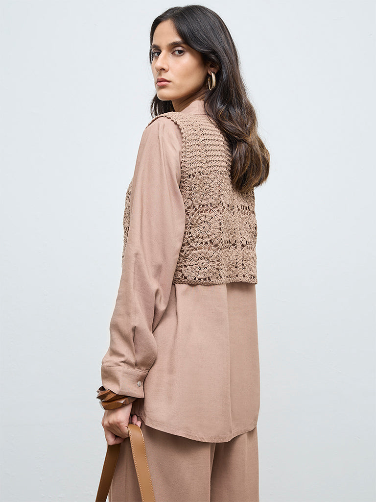 Zuba Brown Crochet Top