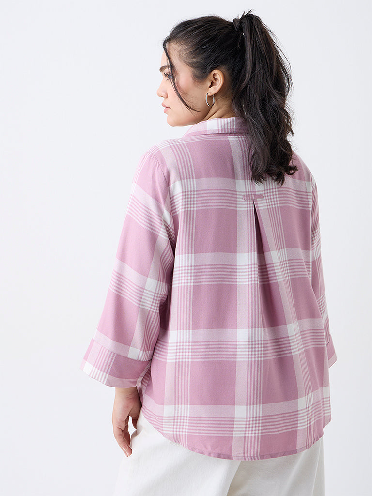 Gia Pink Checks Pattern Shirt