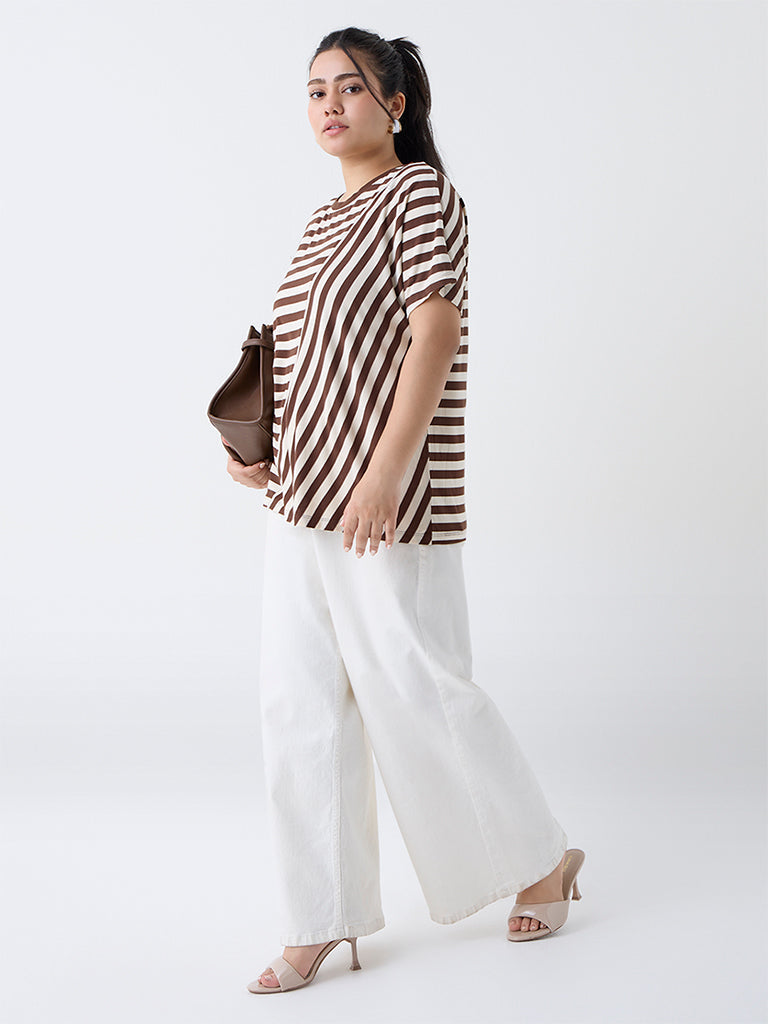 Gia Brown Striped T-Shirt