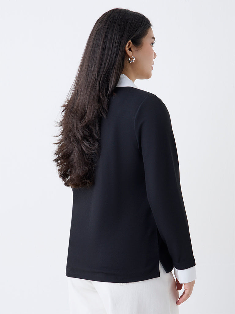 Gia Black Collared T-Shirt
