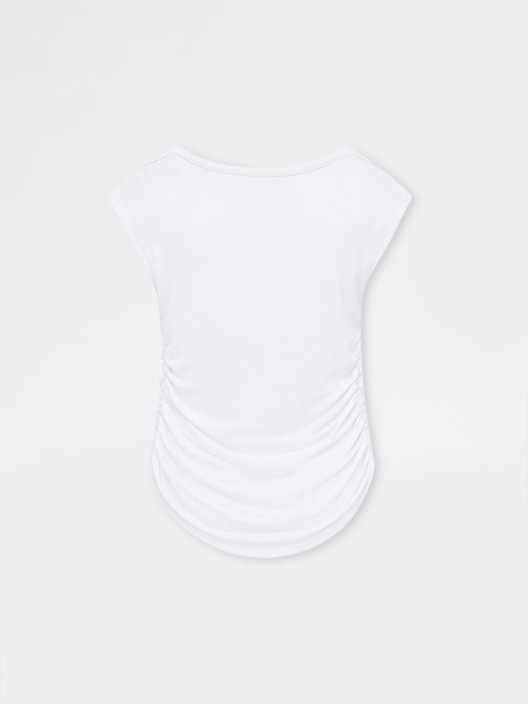 Nuon White Graphic Printed Ruched Top